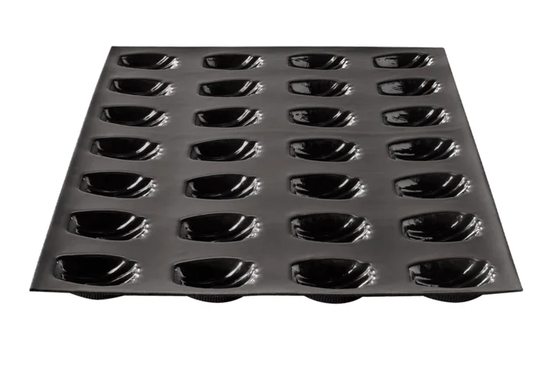 Moule 28 mini madeleines Flexipan anti-adhérent en silicone et tricot de verre 40x30cm