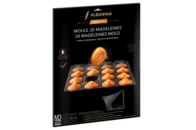 Moule 20 madeleines Flexipan anti-adhérent en silicone et tricot de verre 40x30cm