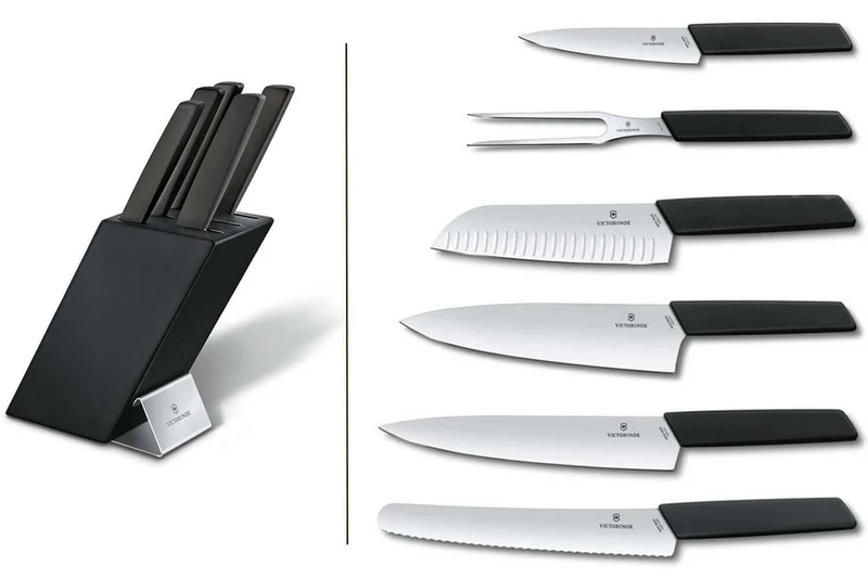 Bloc Victorinox Swiss Modern 6 pièces bois de hêtre laqué noir acier inox