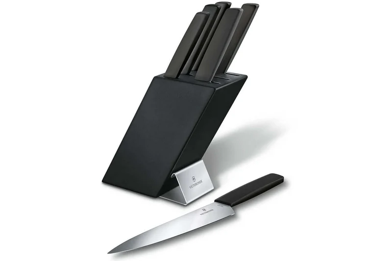 Bloc Victorinox Swiss Modern 6 pièces bois de hêtre laqué noir acier inox