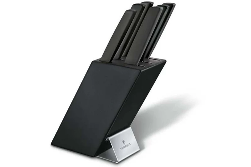 Bloc Victorinox Swiss Modern 6 pièces bois de hêtre laqué noir acier inox