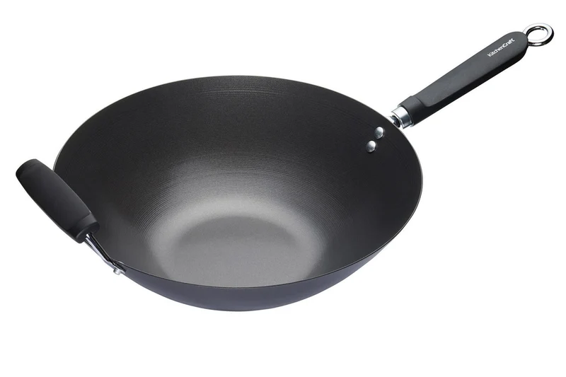 Wok antiadhésif Kitchen Craft acier carbone 36cm