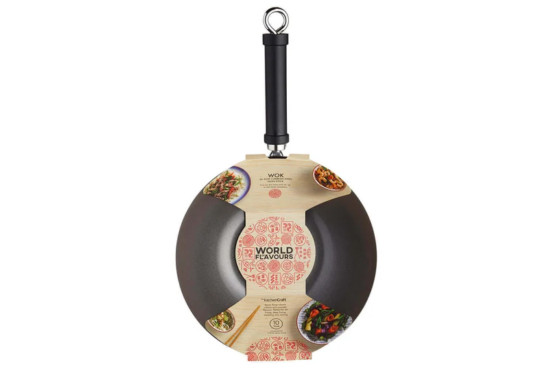 Wok antiadhésif Kitchen Craft acier carbone 26,5cm