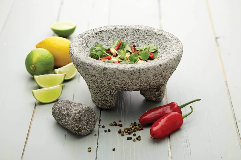 Mortier et pilon mexicain en granit gris 20x10cm MasterClass