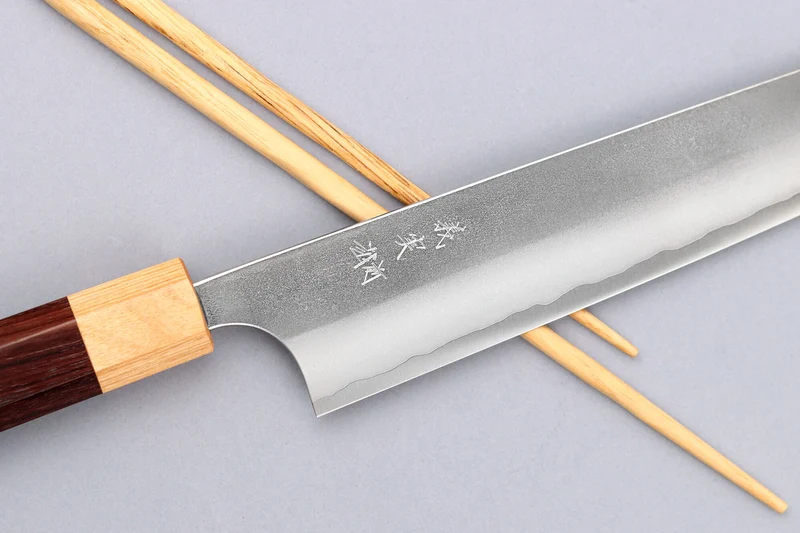 Couteau sujihiki japonais artisanal Yoshimi Kato AS Nashiji 27cm