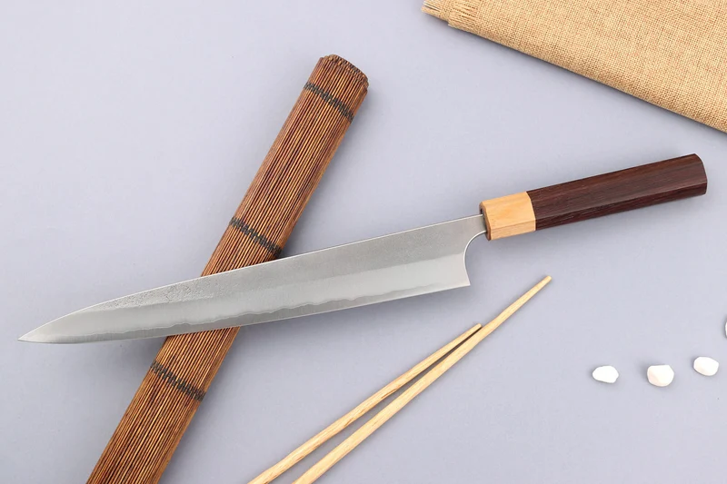 Couteau sujihiki japonais artisanal Yoshimi Kato AS Nashiji 27cm