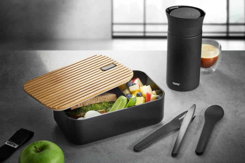 Lunch box Gefu Enviro avec set de 3 couverts
