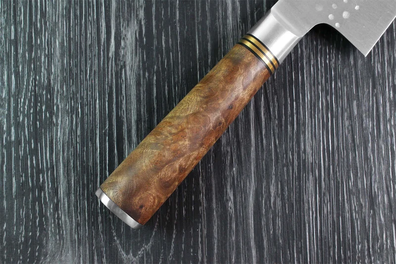 Couteau santoku japonais artisanal forgé Takeshi Saji R2 Tsuchime 16,5cm