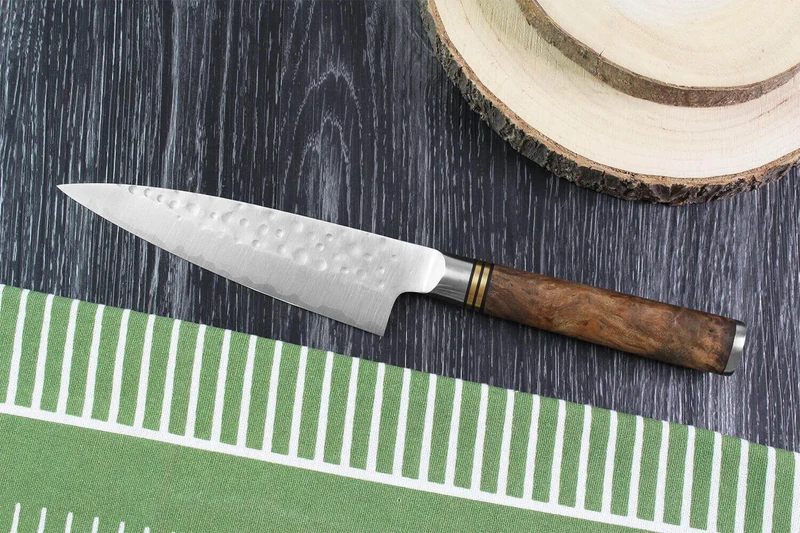 Couteau universel japonais artisanal forgé Takeshi Saji R2 Tsuchime 13cm