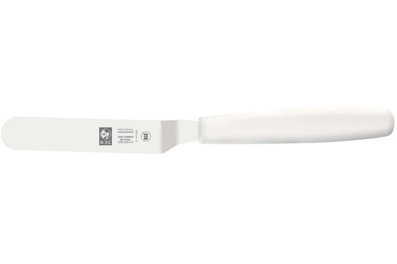 Spatule coudée Icel 9cm acier inox manche blanc
