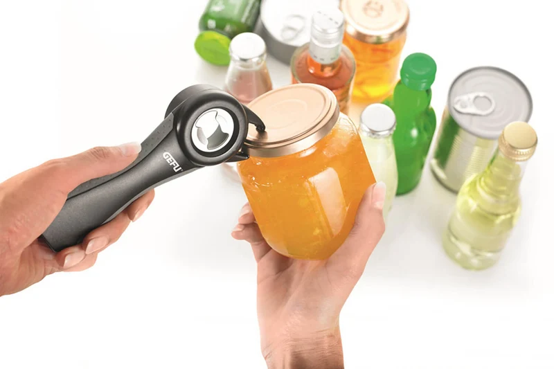 Ouvreur 5 en 1 Gefu Aperto pour bouteilles, boîtes, bocaux, canettes et capsules