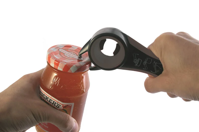 Ouvreur 5 en 1 Gefu Aperto pour bouteilles, boîtes, bocaux, canettes et capsules