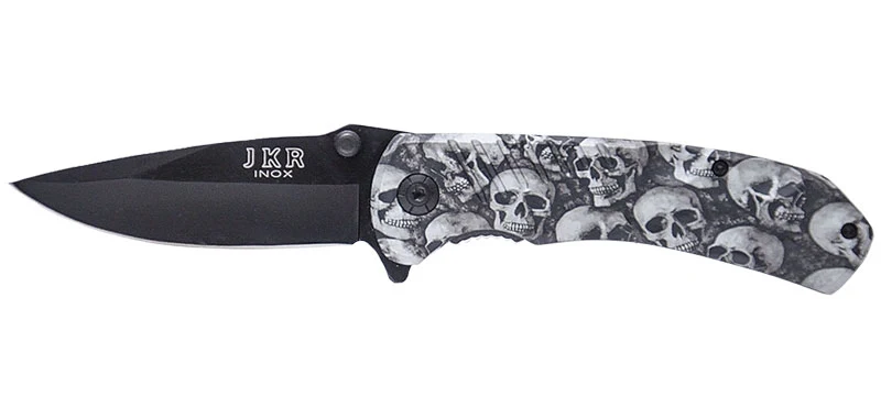 Couteau de poche pliant tête de mort jkr