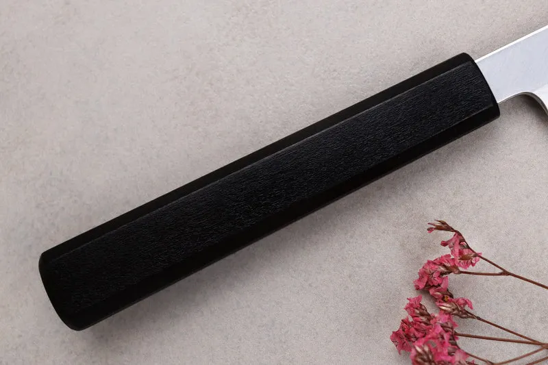 Couteau sujihiki japonais artisanal Kagekiyo Yoshikazu Tanaka Damas Aogami 27cm
