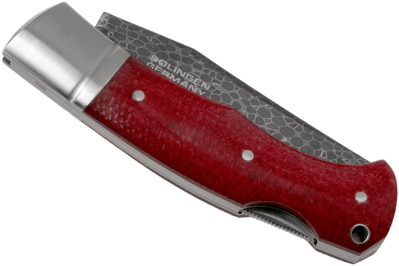 Couteau pliant Böker Boxer Damascus 111025DAM manche en micarta bordeaux 10,3cm