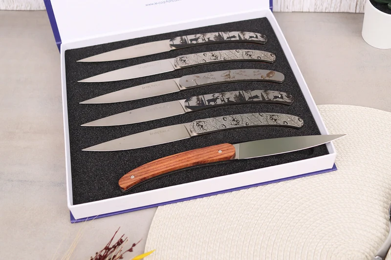 Coffret de 6 couteaux de table Le Coq Français Forêt