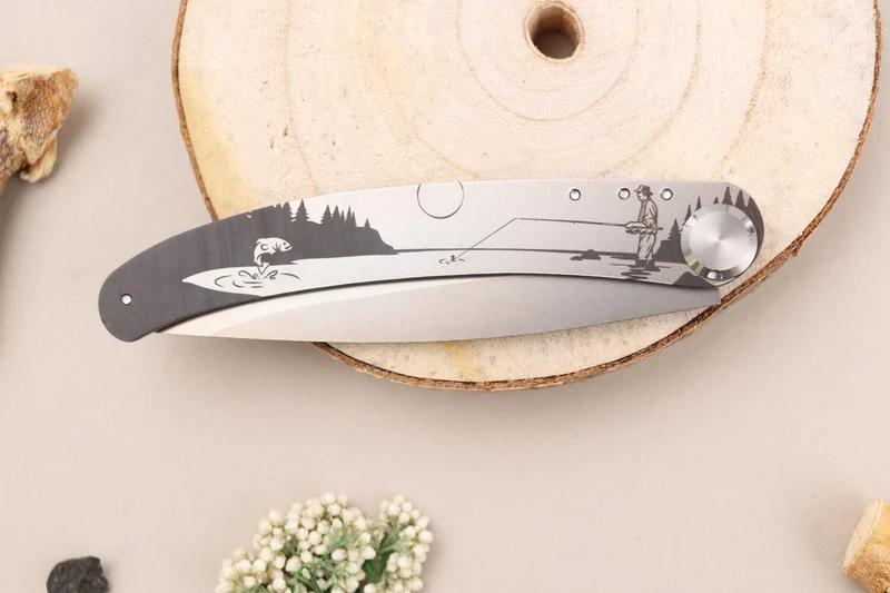 Couteau pliant Le Coq Français Rivière artisanal manche bois d'olivier 11,5cm + étui