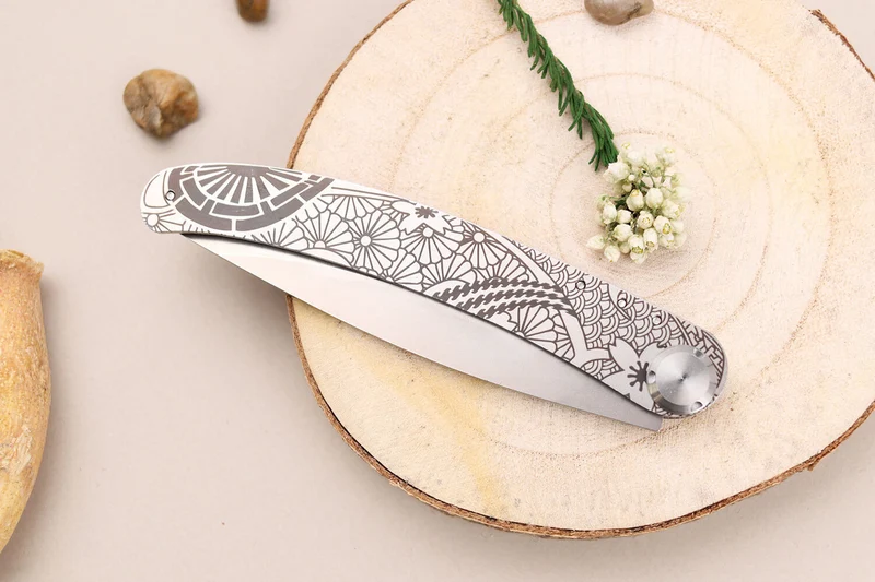 Couteau pliant Le Coq Français Tokyo Red Heart artisanal manche bois rouge 11,5cm + étui