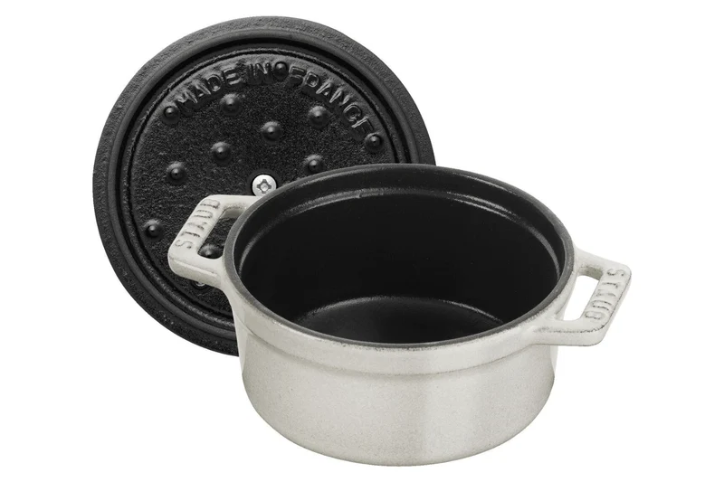 Mini cocotte Staub ronde en fonte émaillée truffe blanche 10cm