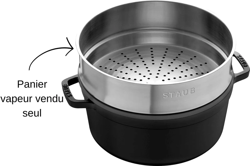 Panier vapeur Staub en acier inoxydable pour cocotte ronde