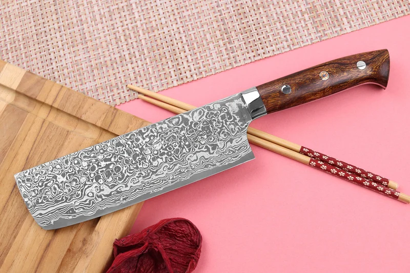 Couteau nakiri japonais Takeshi Saji R2 Damas Mosaïque 16,5cm