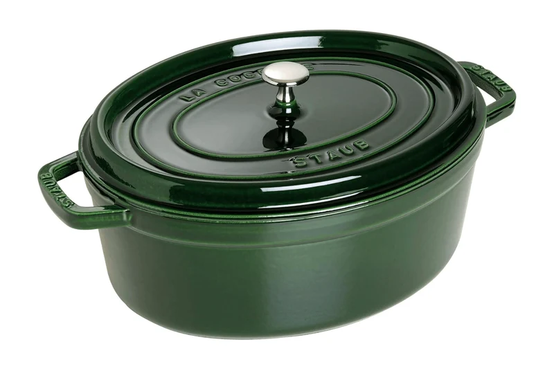 Cocotte Staub ovale en fonte émaillée basilic