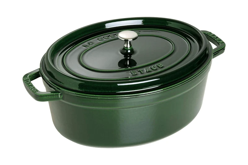 Cocotte Staub ovale en fonte émaillée basilic