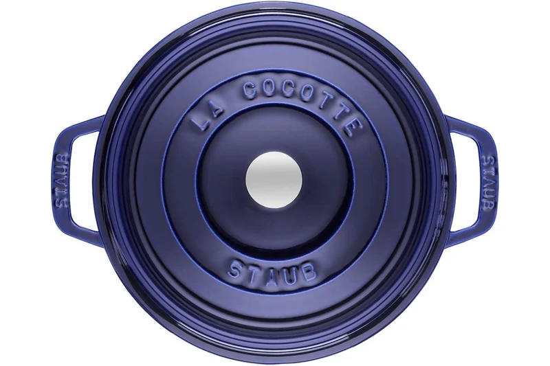Cocotte Staub ronde en fonte émaillée bleu intense