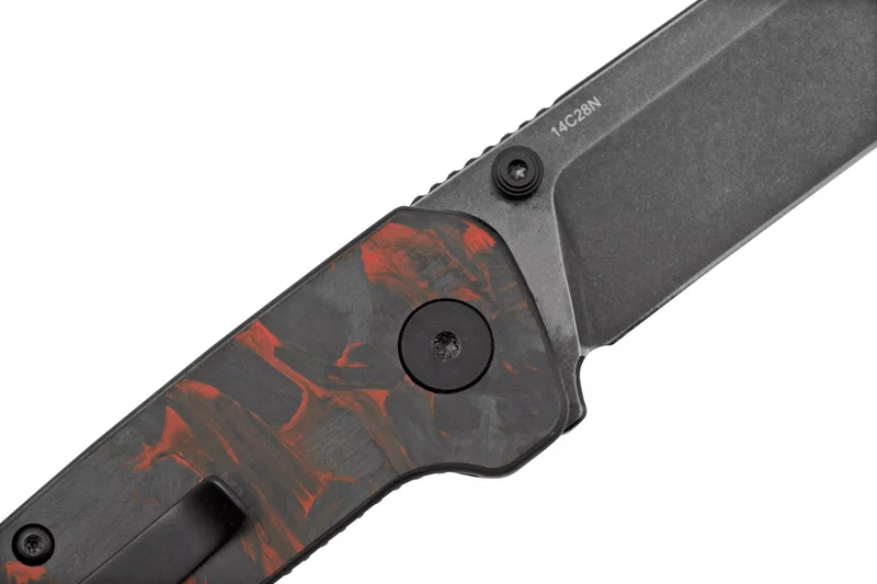 Couteau pliant QSP Penguin Mini 130XSE2 manche en carbone et G10 noir et rouge 8,2cm