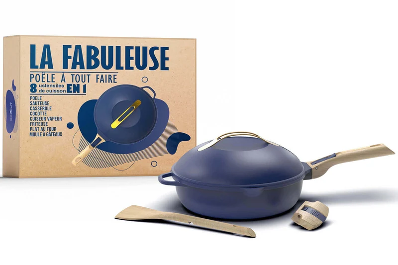 Poêle antiadhérente Cookut La Fabuleuse 8-en-1 bleue