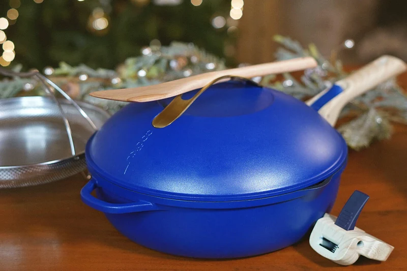 Poêle antiadhérente Cookut La Fabuleuse 8-en-1 bleue