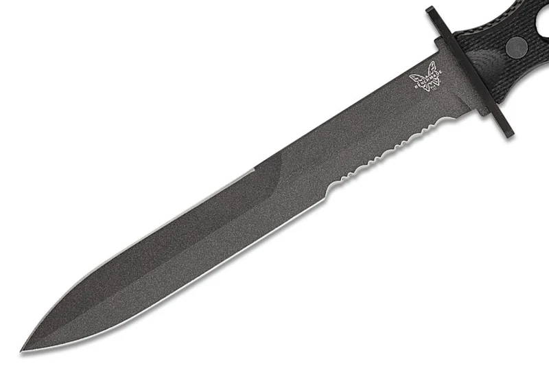 Couteau Benchmade SOCP 185SBK lame semi-dentée 18cm manche ajouré en G10 noir avec étui