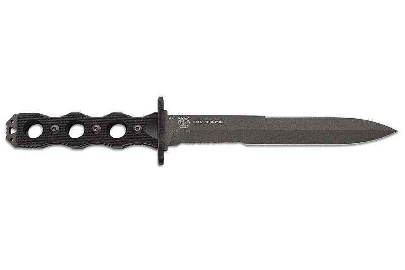 Couteau Benchmade SOCP 185SBK lame semi-dentée 18cm manche ajouré en G10 noir avec étui