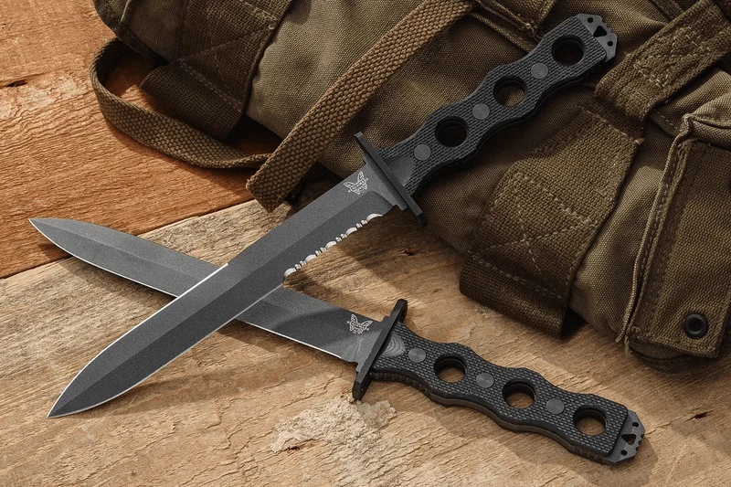 Couteau Benchmade SOCP 185BK lame en inox 18cm manche ajouré en G10 noir avec étui