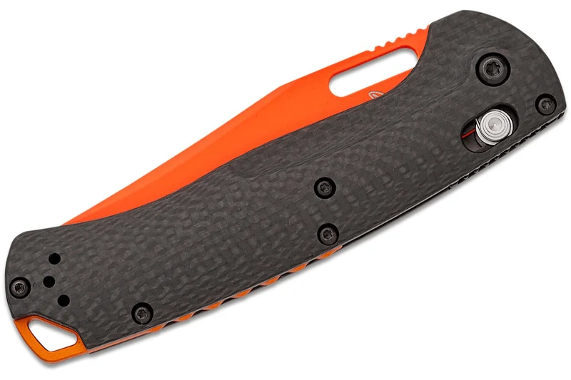 Couteau pliant Benchmade Taggedout 15535OR-01 lame orange manche fibre de carbone noir 11,7cm