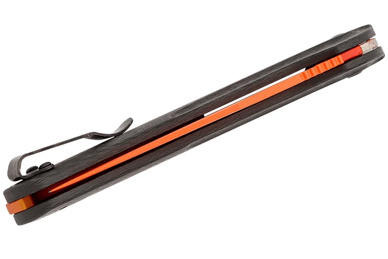 Couteau pliant Benchmade Taggedout 15535OR-01 lame orange manche fibre de carbone noir 11,7cm