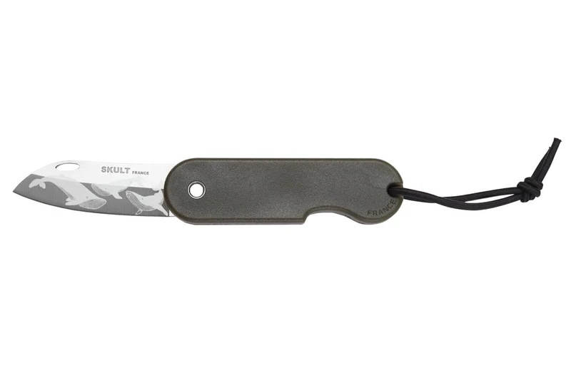 Couteau pliant Skult français éco-responsable Les 3 Graces manche vert 10cm