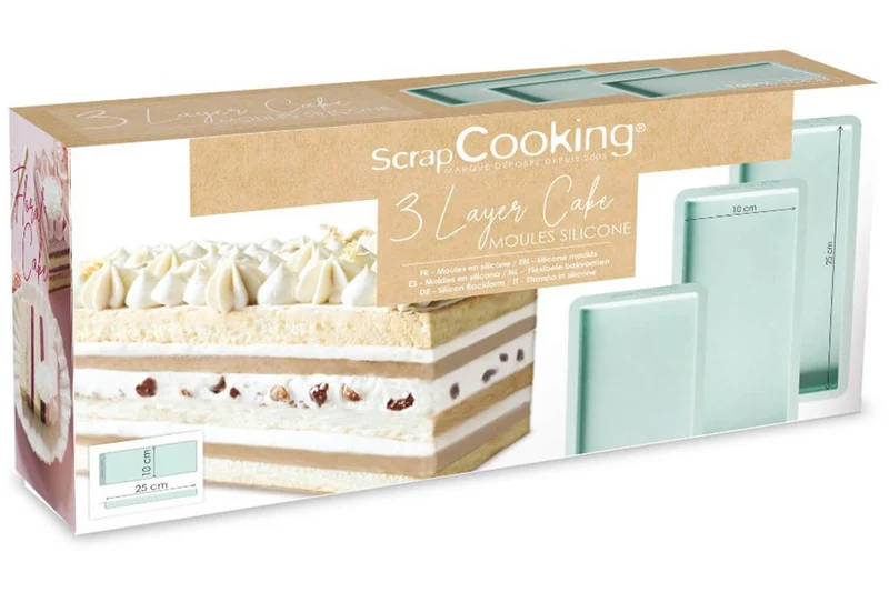 3 Moules Scrapcooking Layer Cake en silicone 25x10cm