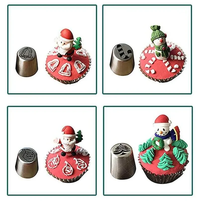 Set de 10 Douilles à Pâtisserie en Acier Inoxydable - Motifs de Noël