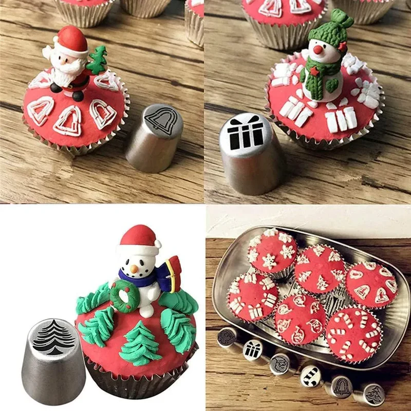 Set de 10 Douilles à Pâtisserie en Acier Inoxydable - Motifs de Noël