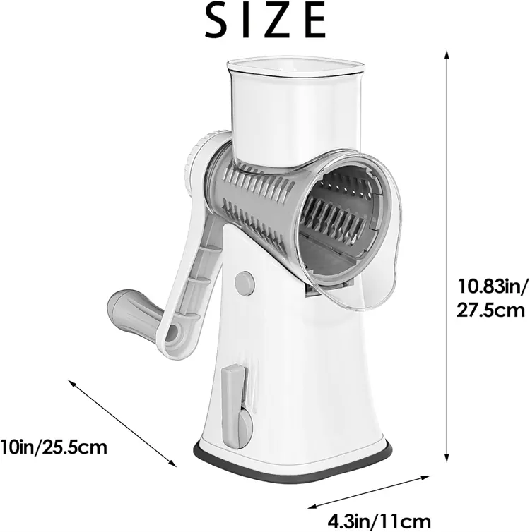 Coupe-Légumes Rotatif Manuel 5 en 1 — Acier Inoxydable, Ventouse Stable (Blanc/Vert/Noir)