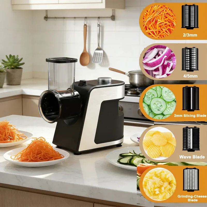 Coupe-légumes Électrique 5 en 1 — 500 W avec 5 Lames Interchangeables