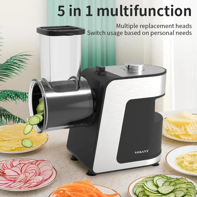 Coupe-légumes Électrique 5 en 1 — 500 W avec 5 Lames Interchangeables