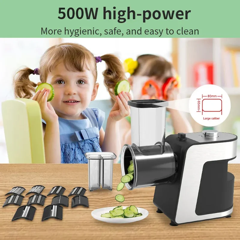 Coupe-légumes Électrique 5 en 1 — 500 W avec 5 Lames Interchangeables