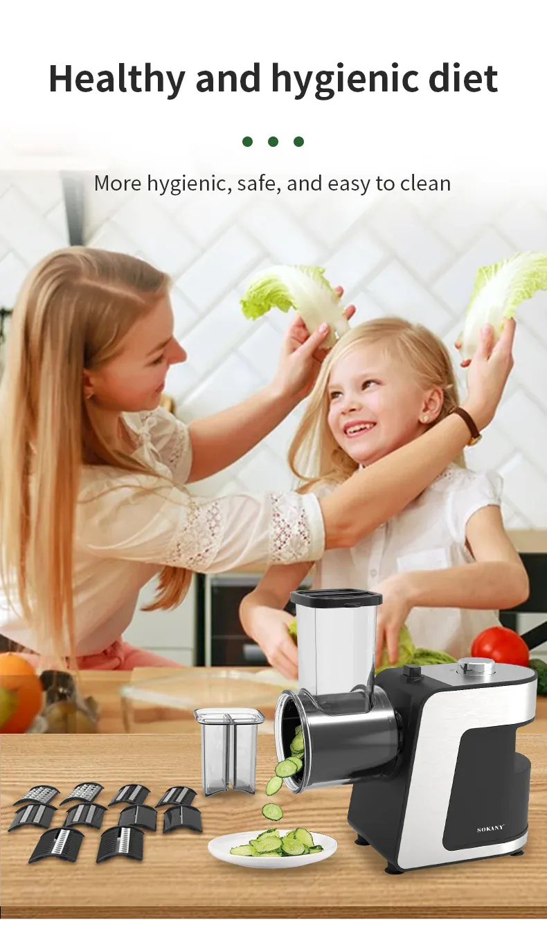 Coupe-légumes Électrique 5 en 1 — 500 W avec 5 Lames Interchangeables
