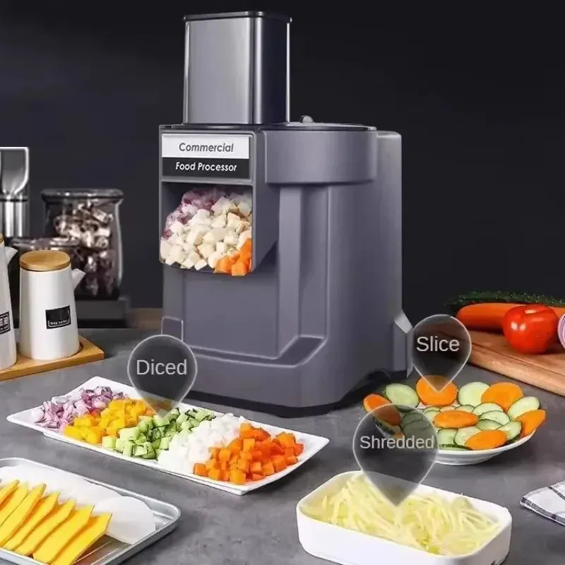 Hachoir Électrique 100W à Disques Interchangeables — Dés, Tranches, Julienne