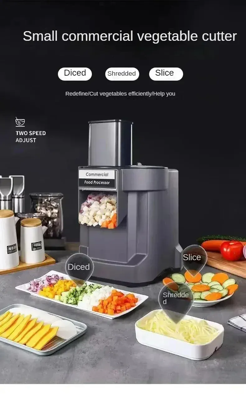 Hachoir Électrique 100W à Disques Interchangeables — Dés, Tranches, Julienne