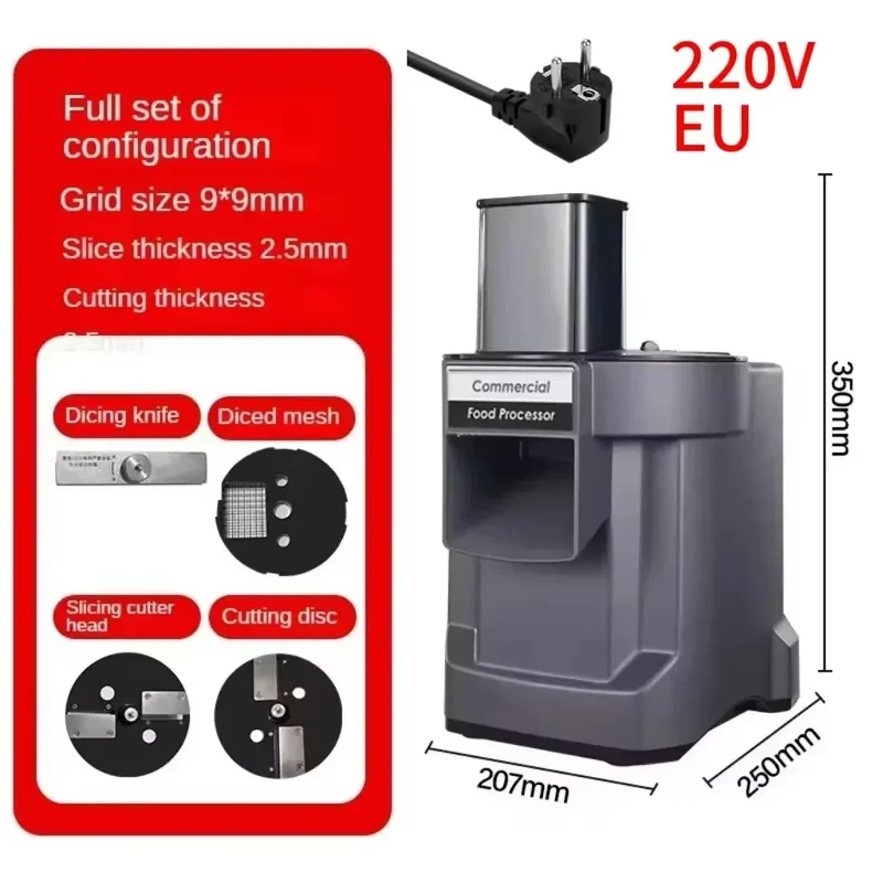 Hachoir Électrique 100W à Disques Interchangeables — Dés, Tranches, Julienne