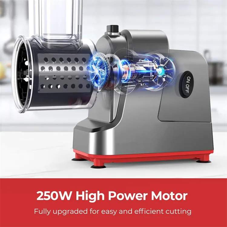 Trancheuse-Râpe Électrique Multifonction 250 W — 5 Tambours Interchangeables