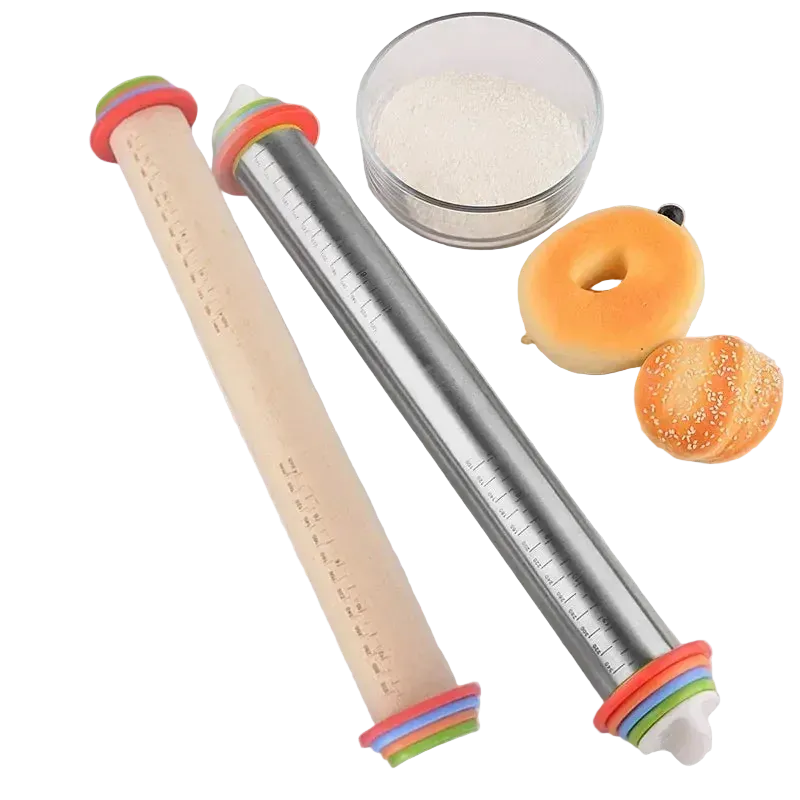 Rouleau à pâtisserie rétractable avec anneaux de mesure et tapis de pétrissage en silicone non adhésif